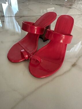Steve Madden Red Patent Toe-Loop Mules